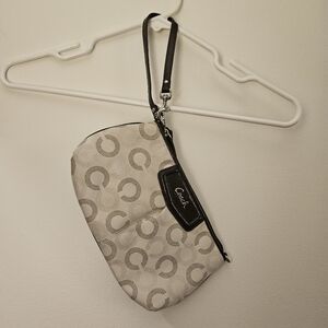 Coach Off White and Brown Wristlet